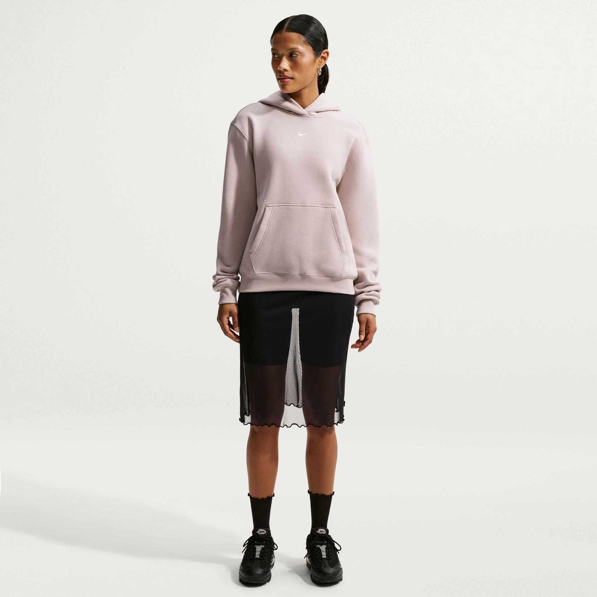 NIKE, Women's Pullover Hoodie Studio Fleece Medium Weight