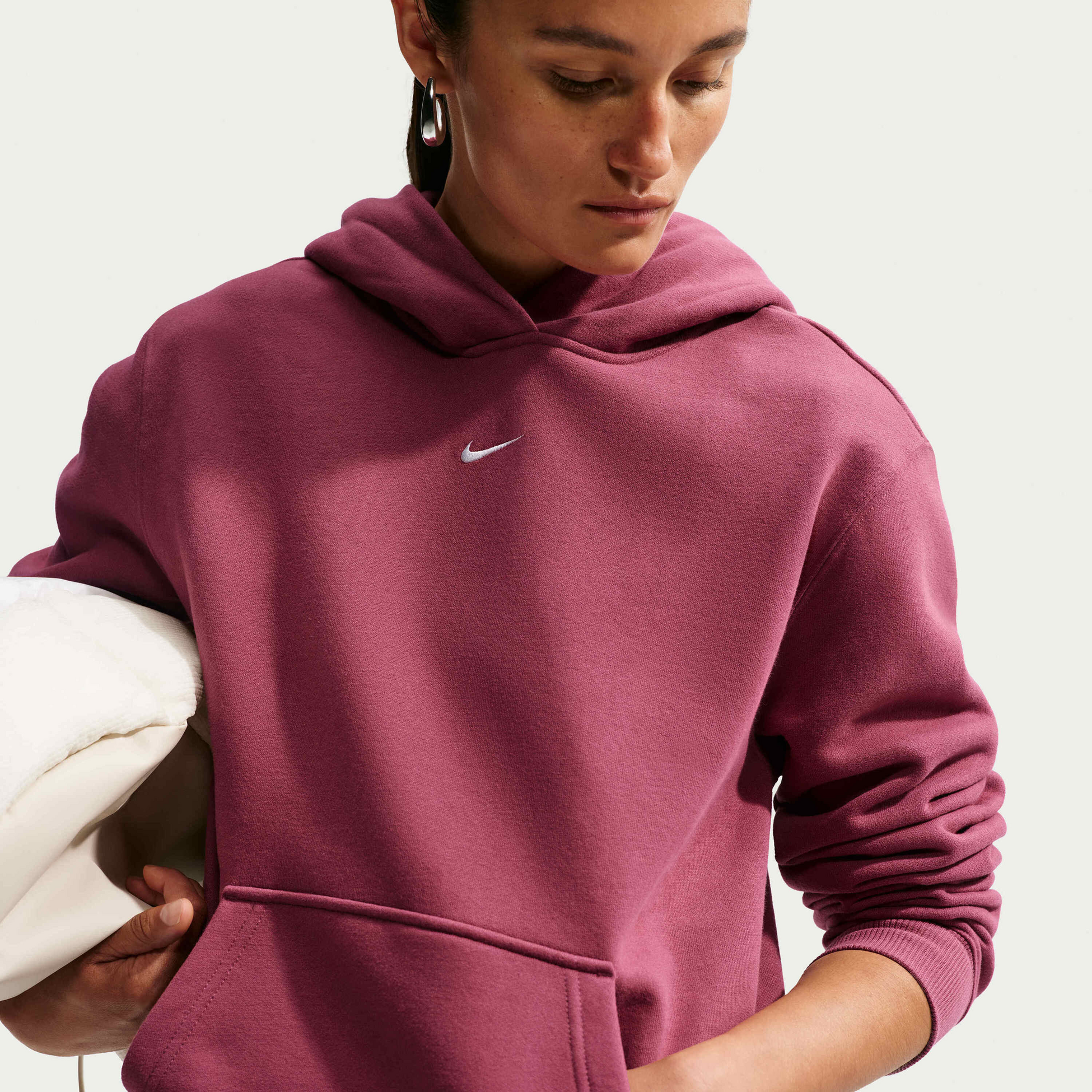 NIKE, Women's Pullover Hoodie Studio Fleece Medium Weight