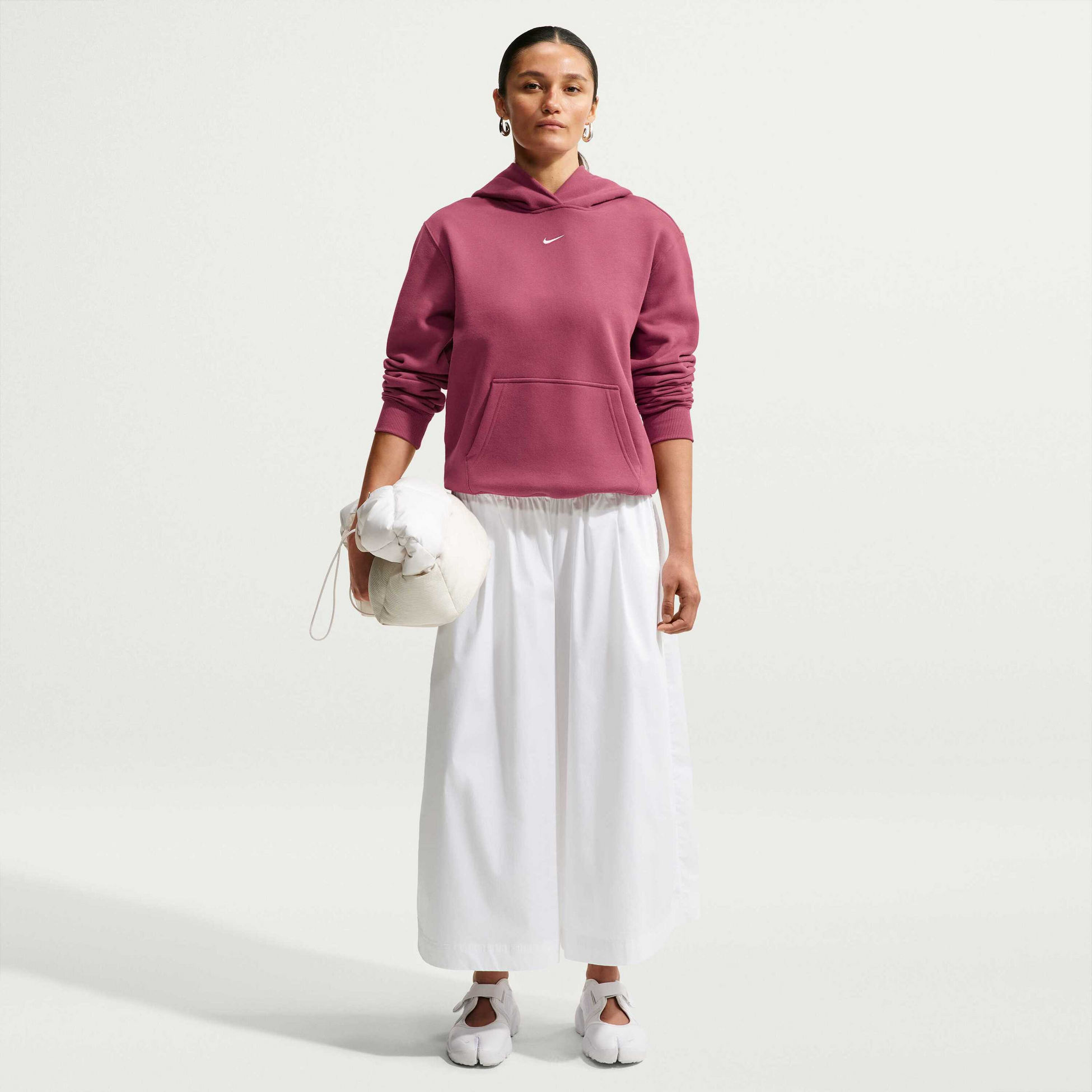NIKE, Women's Pullover Hoodie Studio Fleece Medium Weight