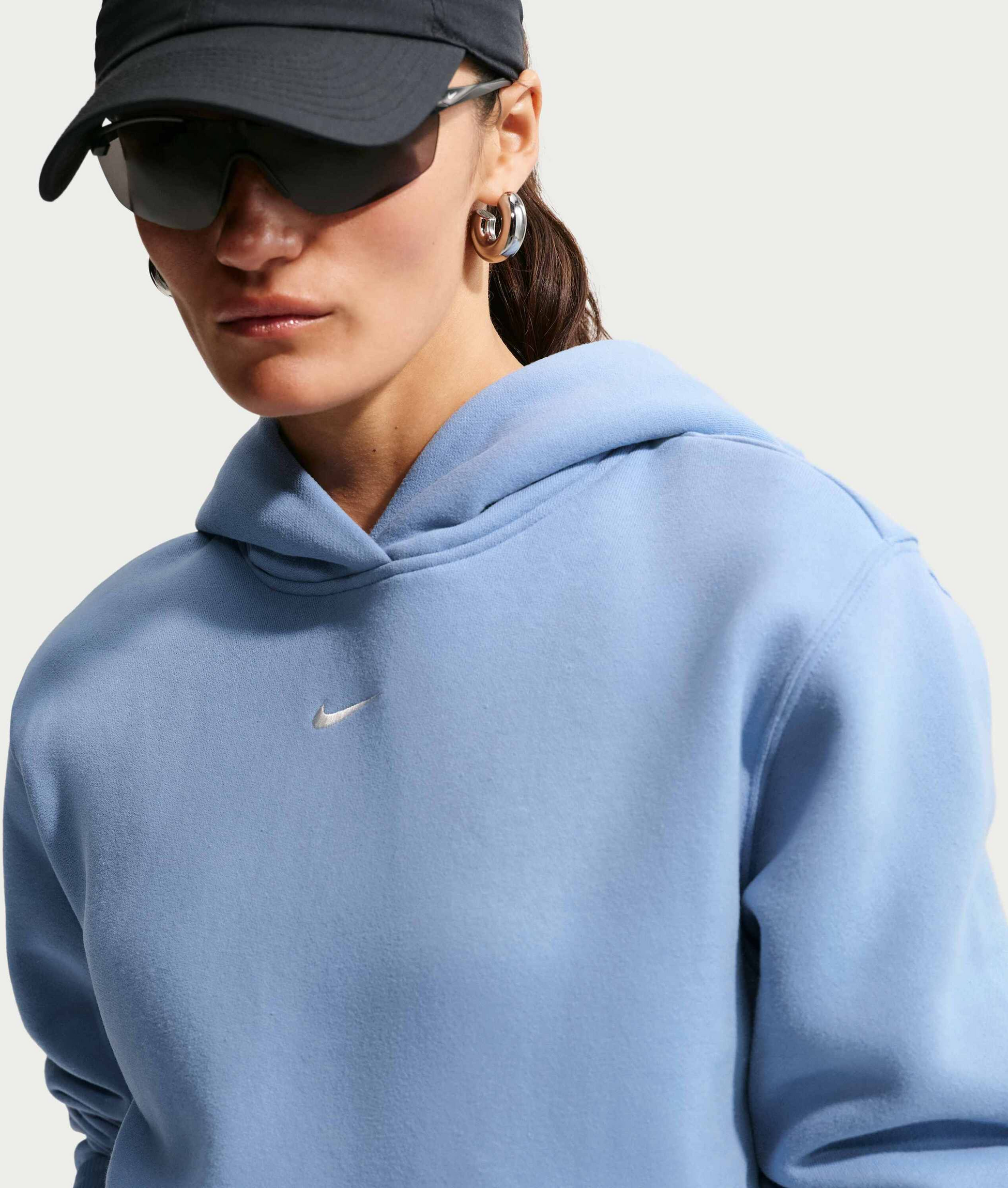NIKE, Women's Pullover Hoodie Studio Fleece Medium Weight