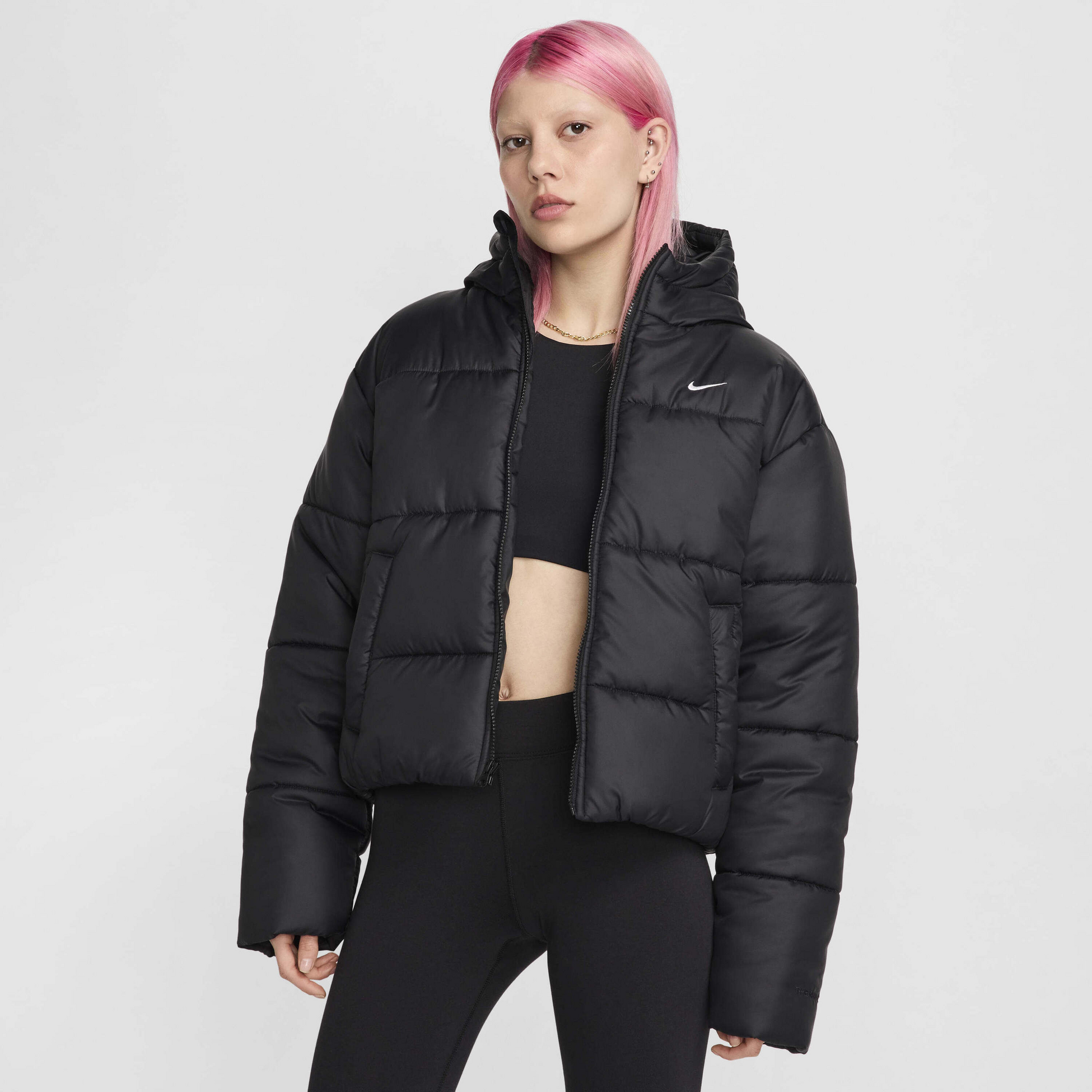 NIKE, Women's Therma-fit Loose Hooded Jacket Sportswear Classic Puffer