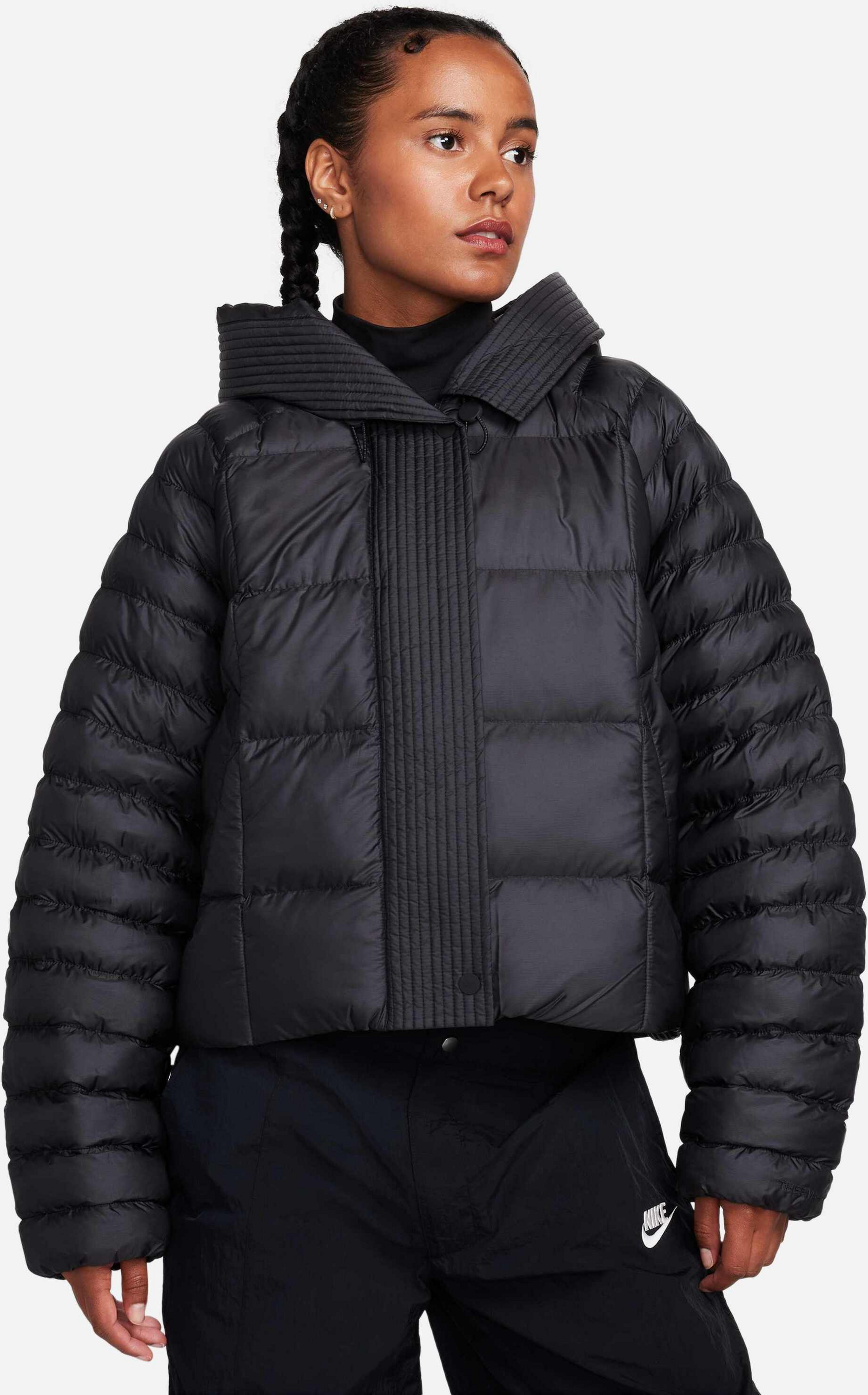 NIKE, Women's Therma-fit Oversized Hooded Jacket Sportswear Swoosh Puffer Primaloft(r)