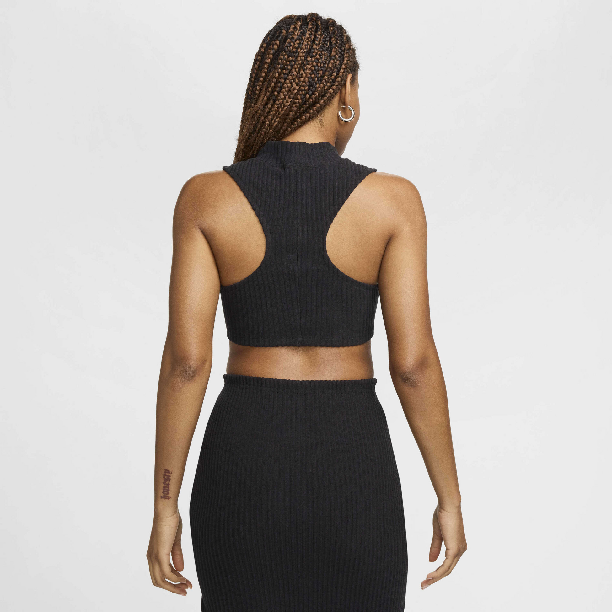 NIKE, Women's Tight Mock-neck Cropped Tank Top Sportswear Chill Rib