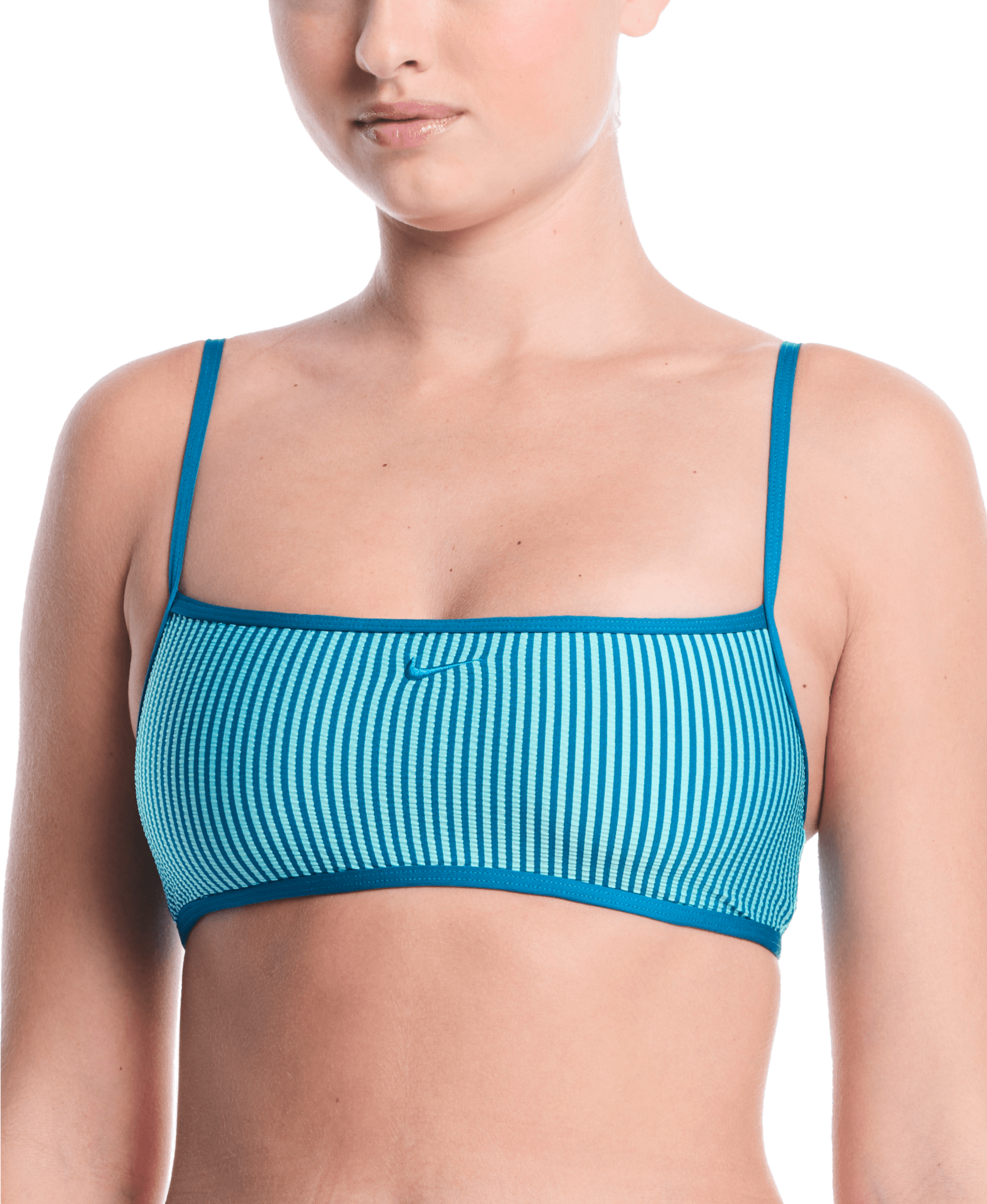 NIKE, Womens Ripple Texture Square Neck Bikini Top