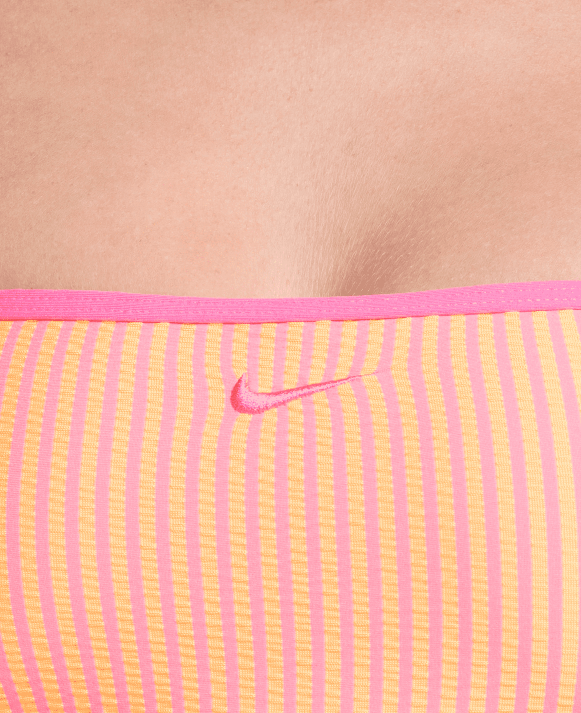NIKE, Womens Ripple Texture Square Neck Bikini Top