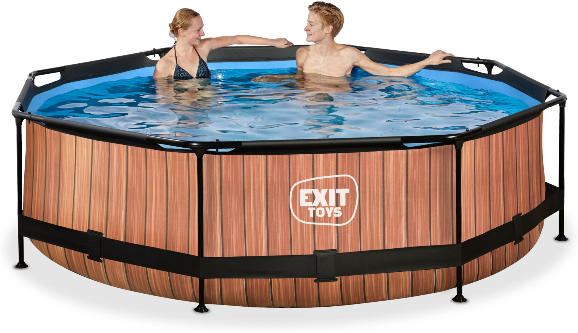 EXIT, Wood Pool &Oslash;300x76cm Med Filterpump - Brun