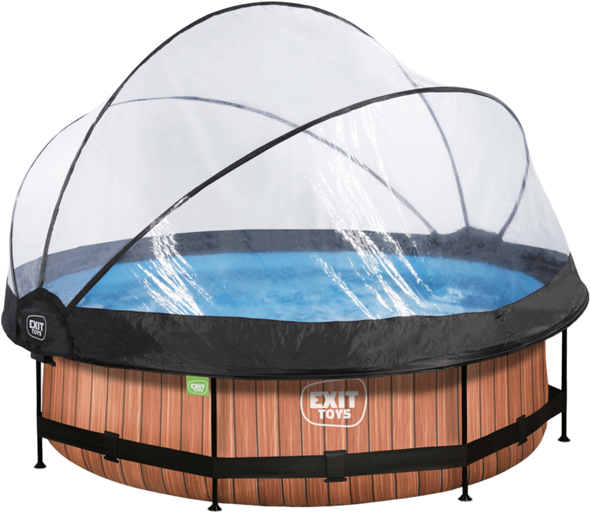 EXIT, Wood Pool &Oslash;300x76cm Med Filterpump Och Tak - Brun