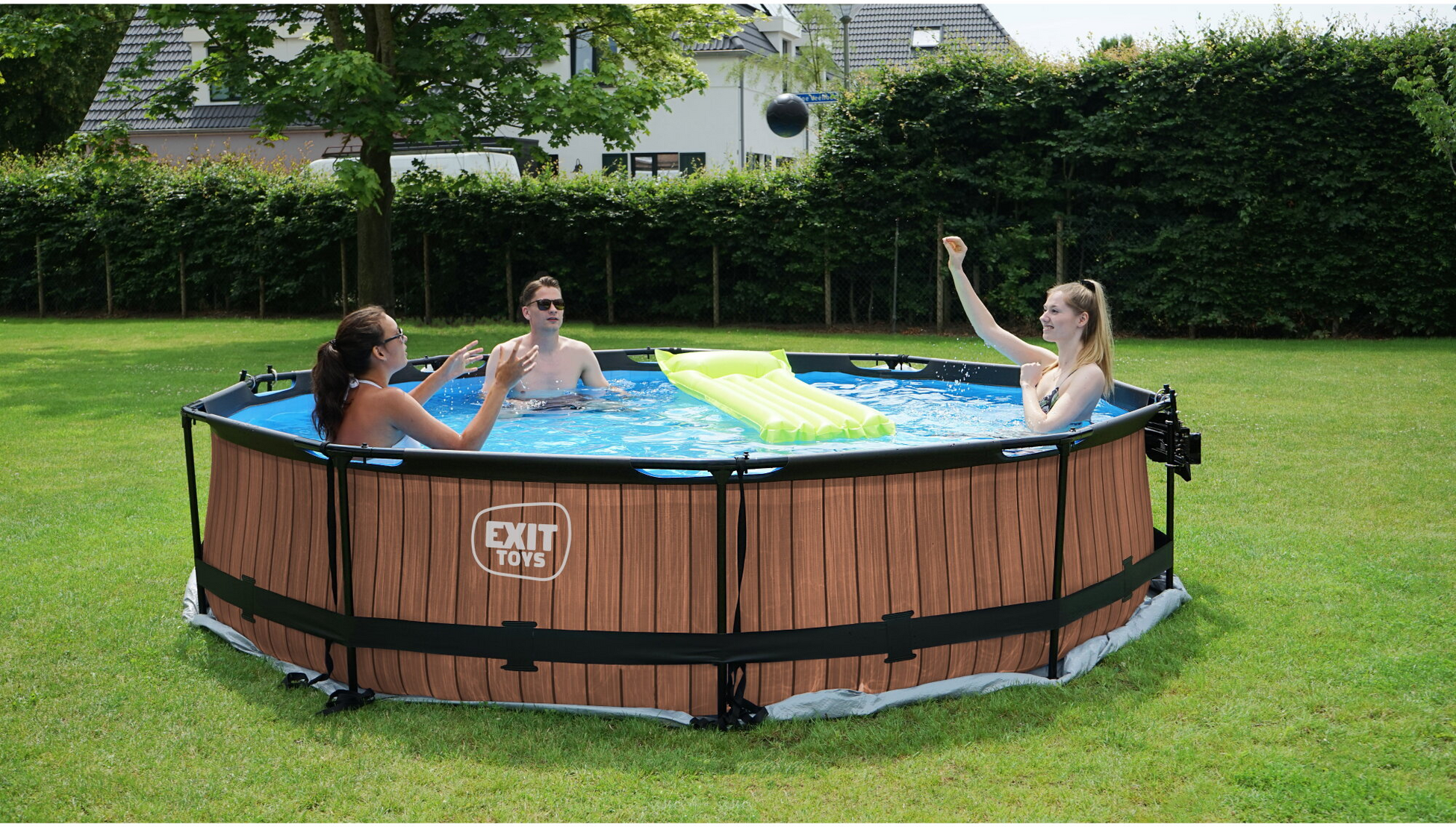 EXIT, Wood Pool &Oslash;360x76cm Med Filterpump - Brun