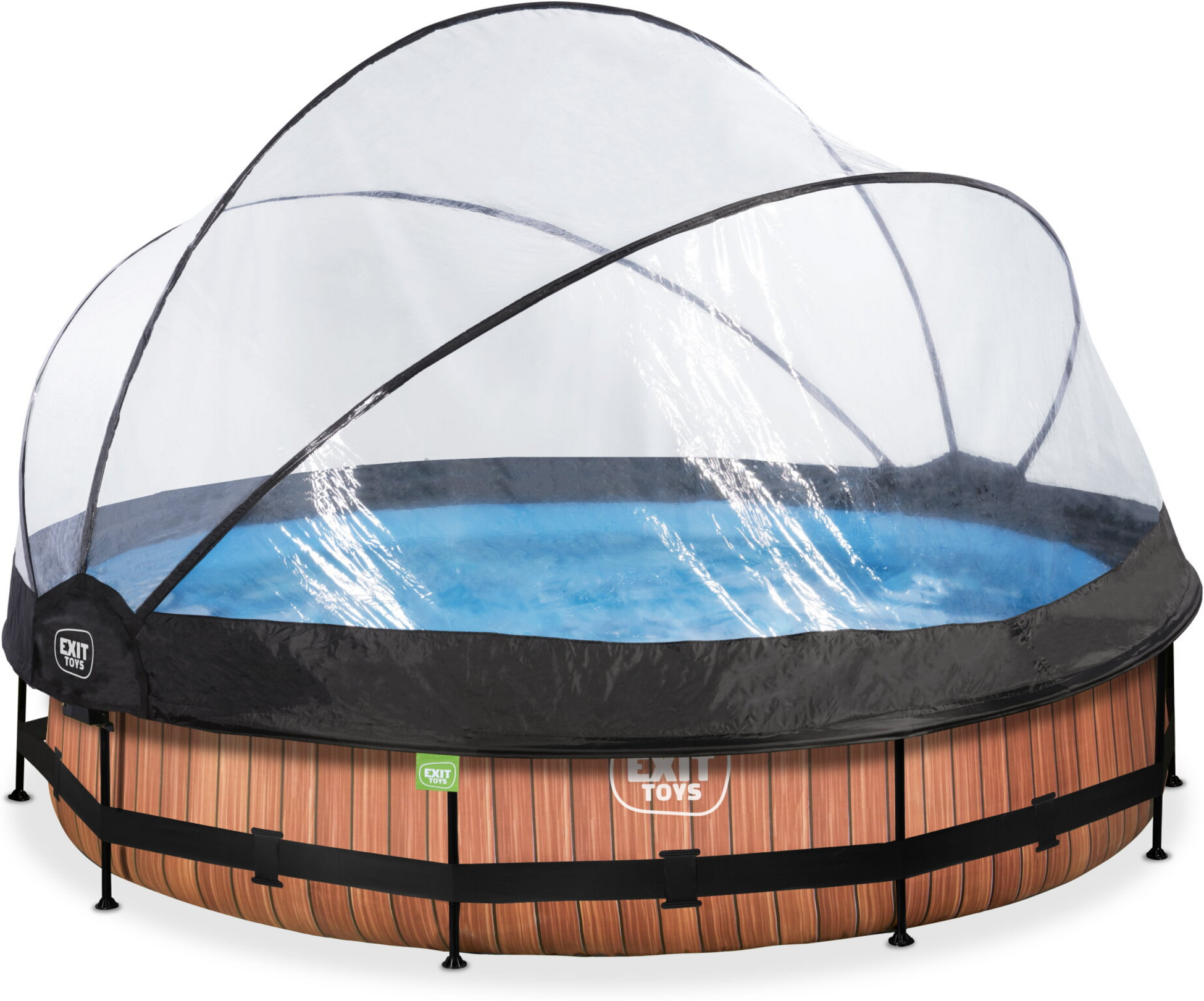 EXIT, Wood Pool &Oslash;360x76cm Med Filterpump Och Tak - Brun