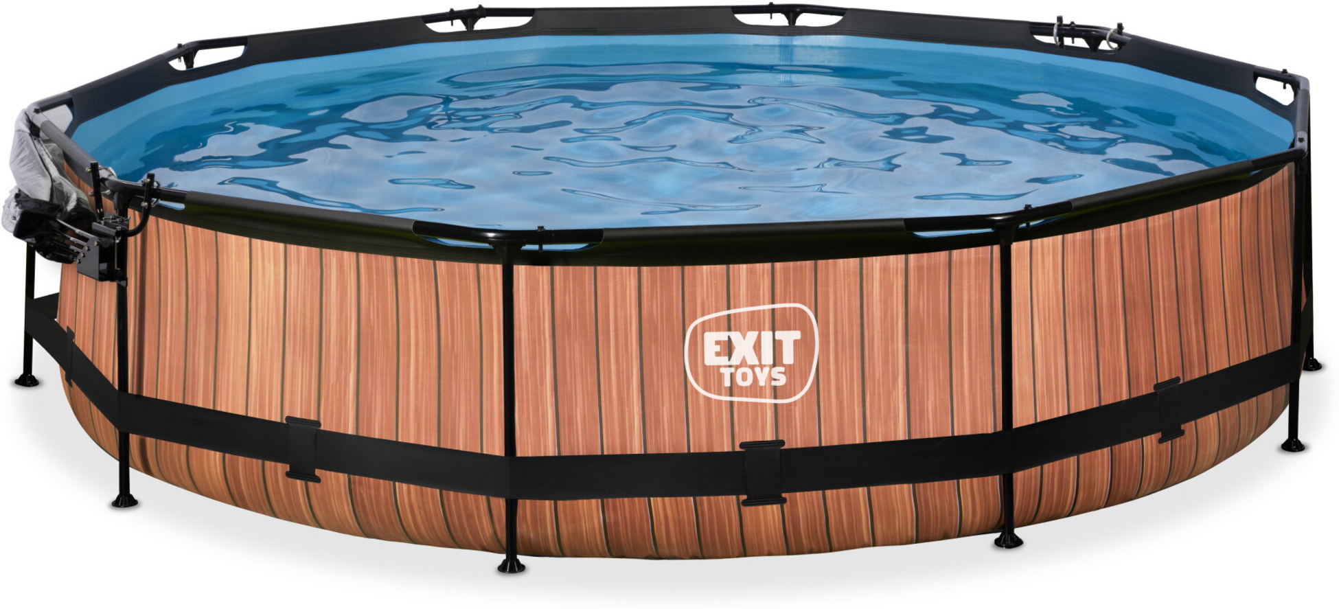 EXIT, Wood Pool &Oslash;360x76cm Med Filterpump Och Tak - Brun