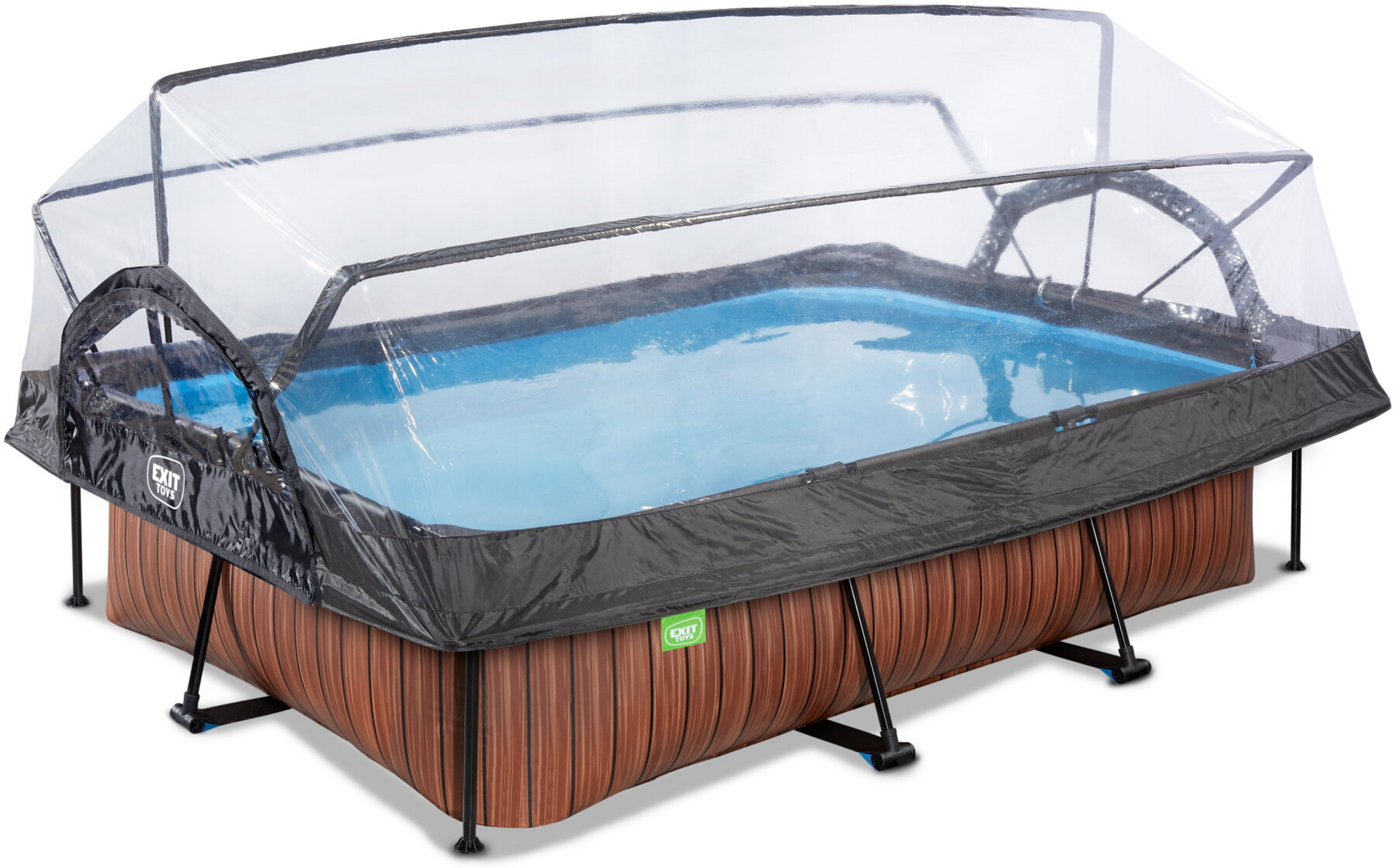 EXIT, Wood Pool 300x200x65cm Med Filterpump Och Tak - Brun
