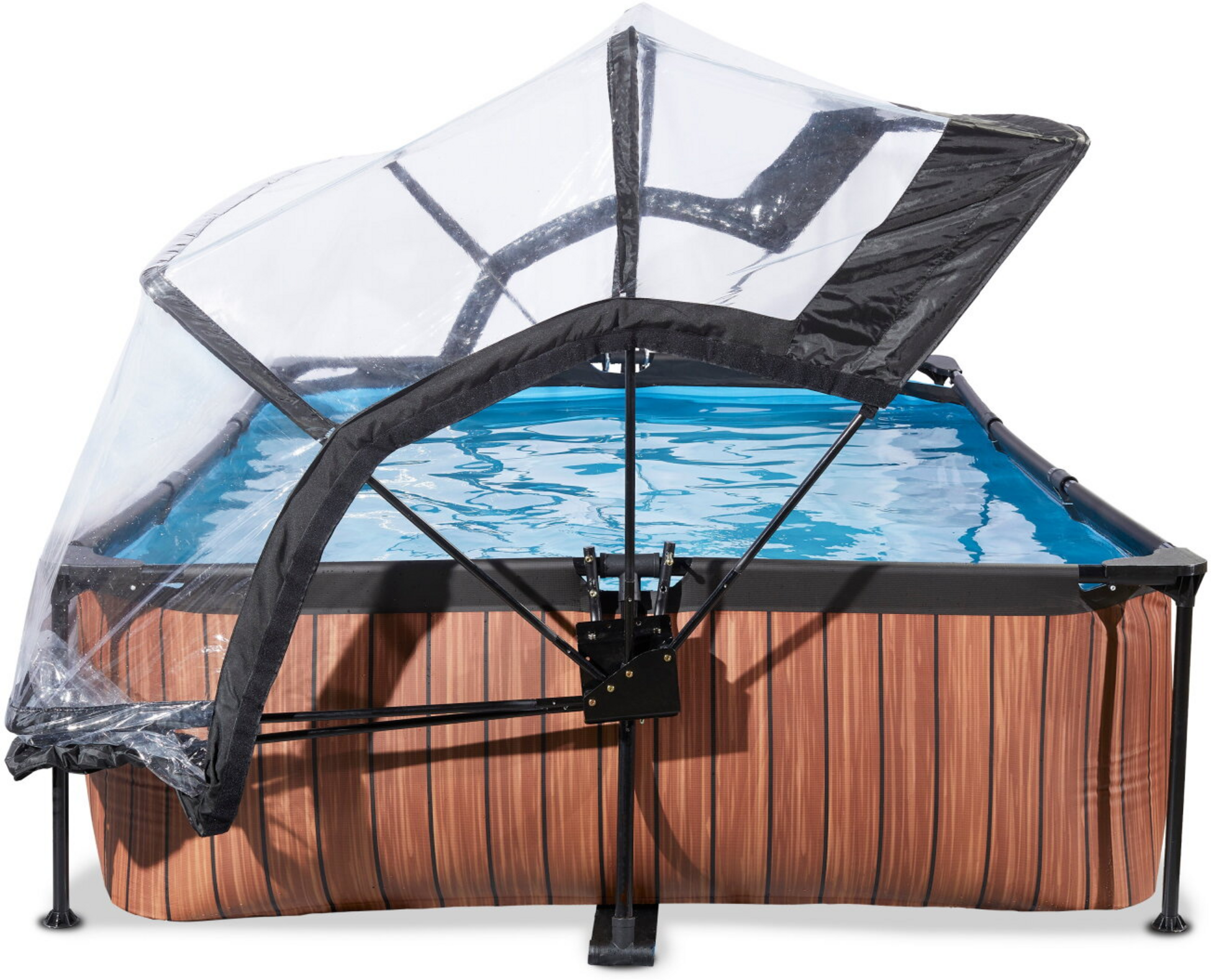 EXIT, Wood Pool 300x200x65cm Med Filterpump Och Tak - Brun