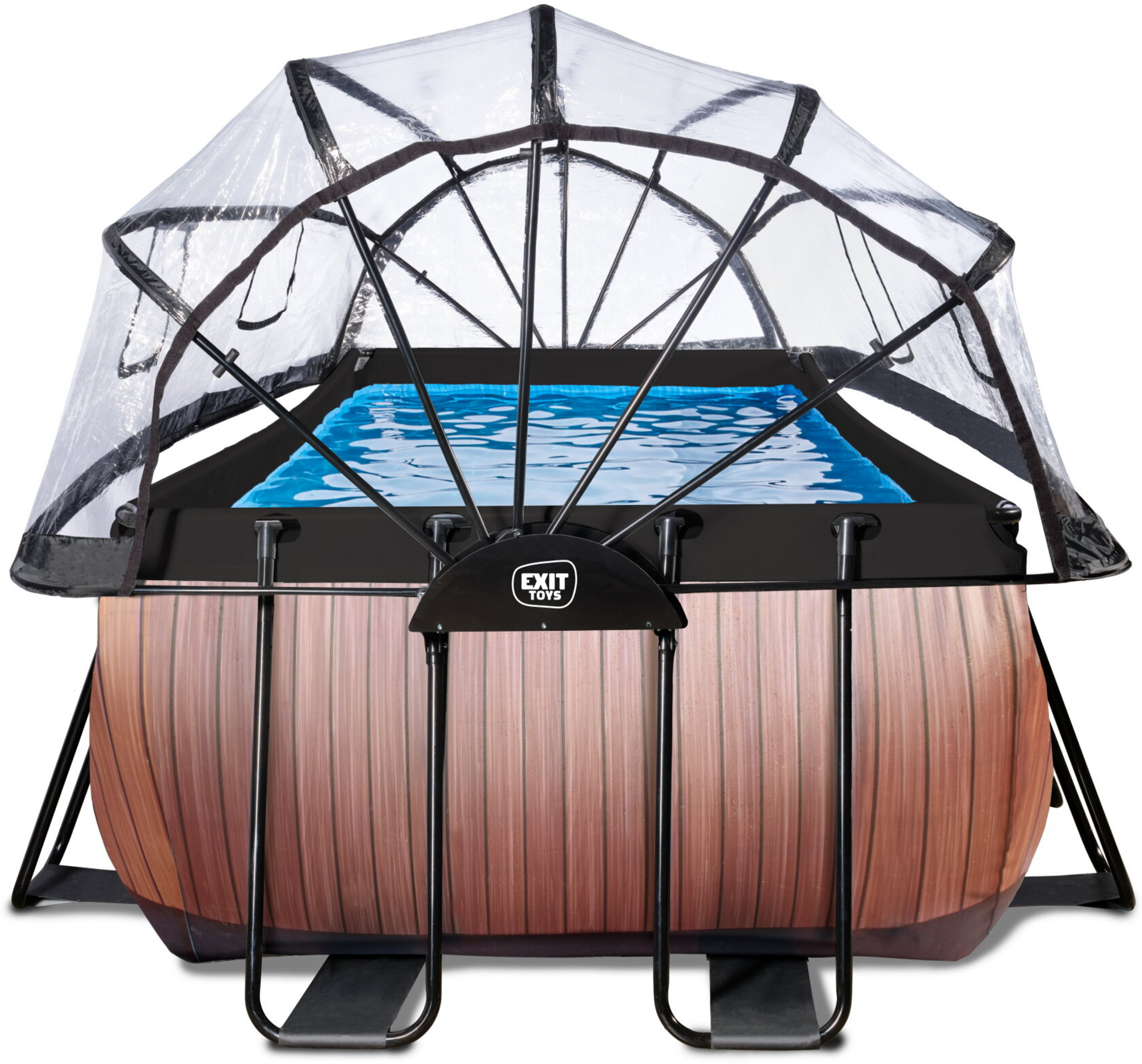 EXIT, Wood Pool 540x250x100cm Med Sandfilterpump Och Tak - Brun