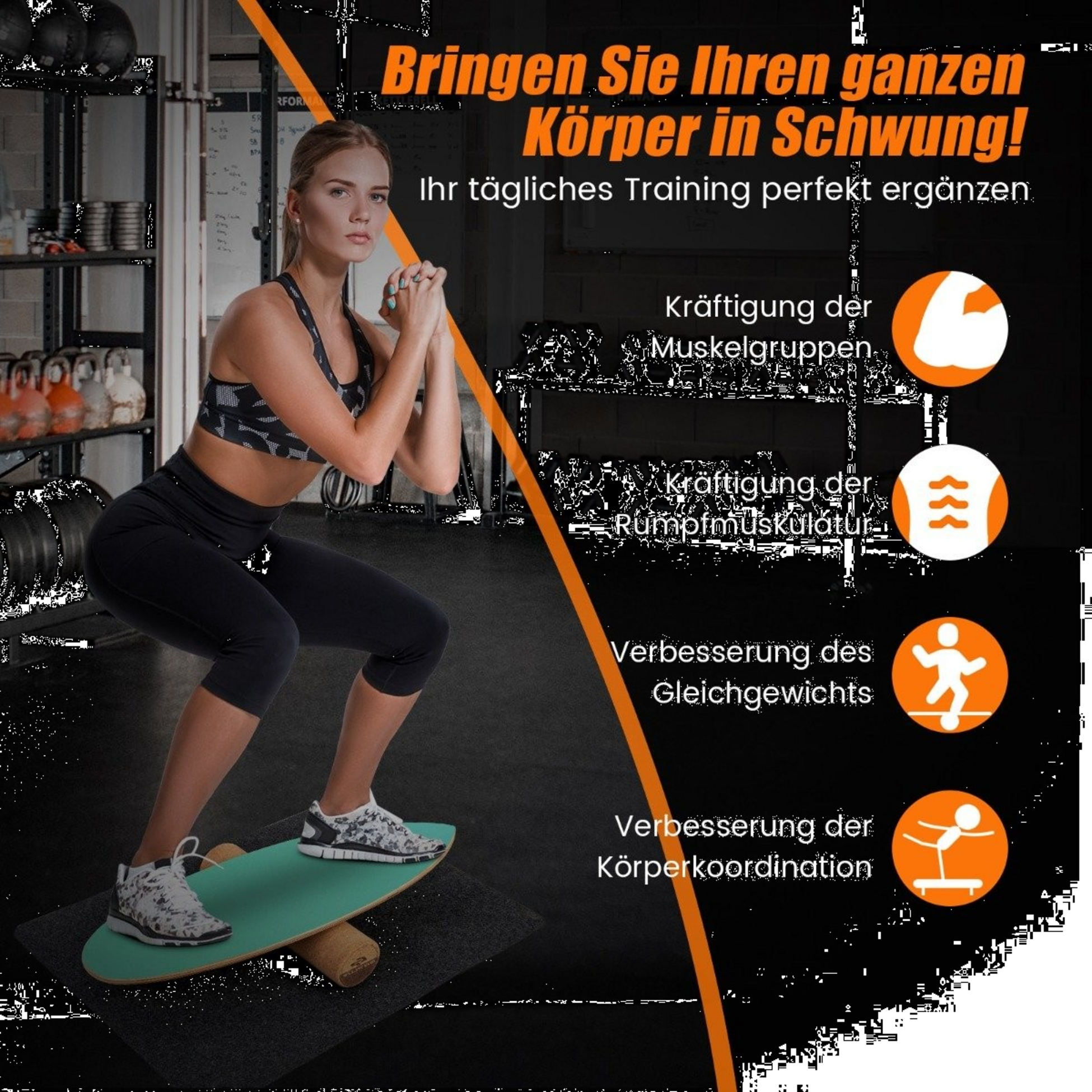 B2X, Wooden Balance Board Wobble Board With Wheel  Blanket 3-in-1 Balance Board Kit Green