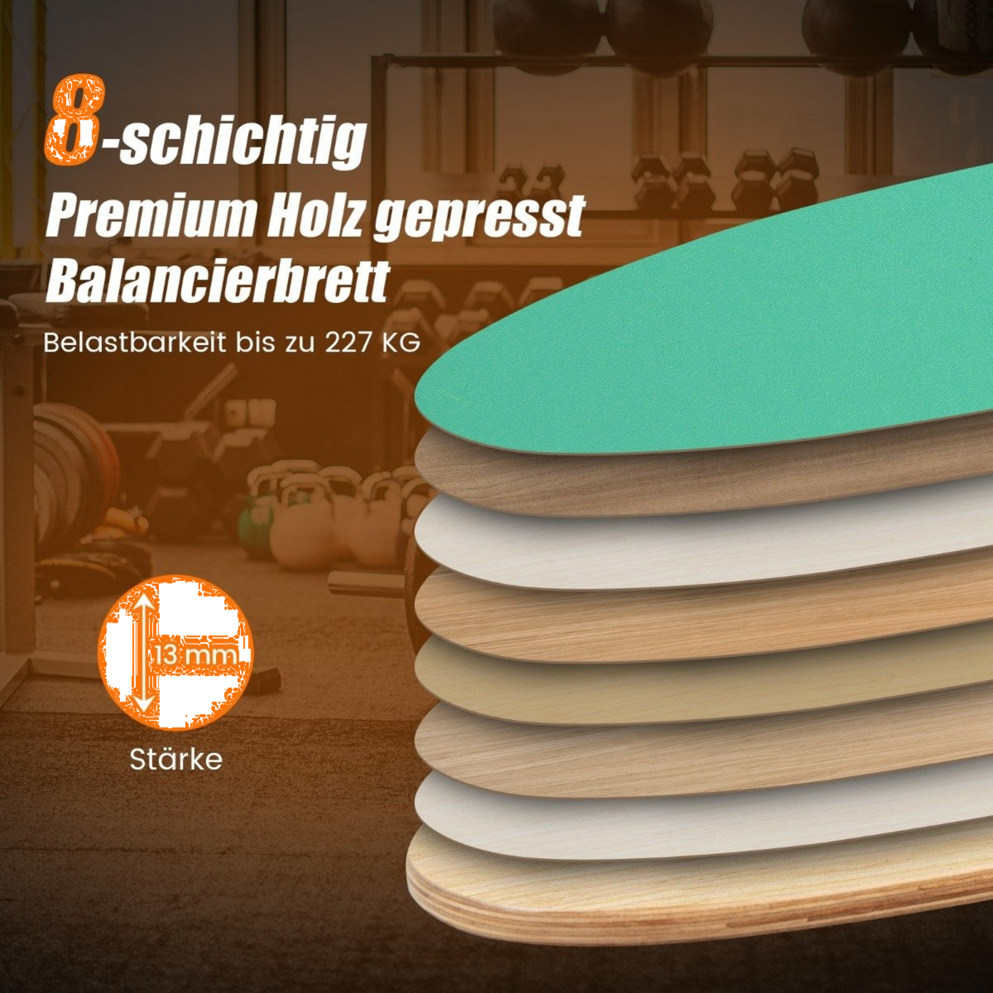 B2X, Wooden Balance Board Wobble Board With Wheel  Blanket 3-in-1 Balance Board Kit Green