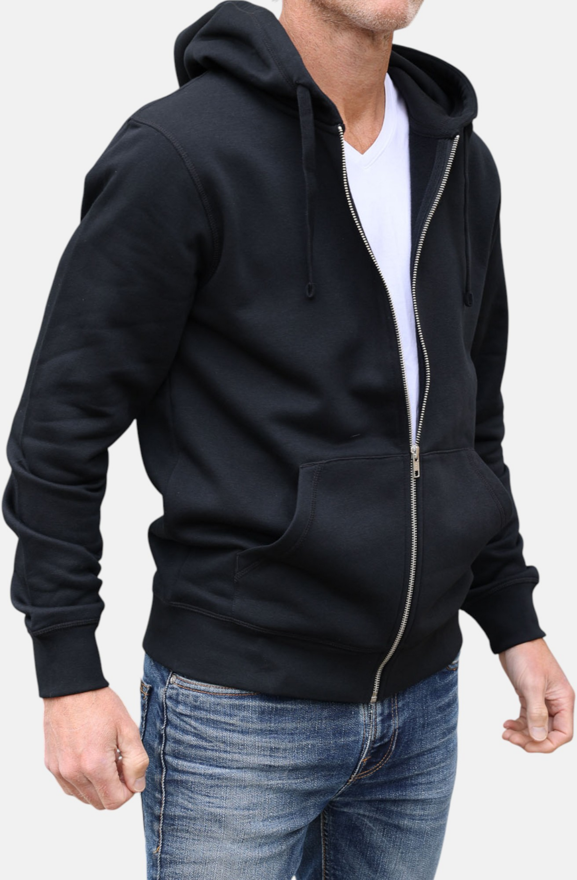 HANG TEN, Zip Organic Cotton Hoodie - Black