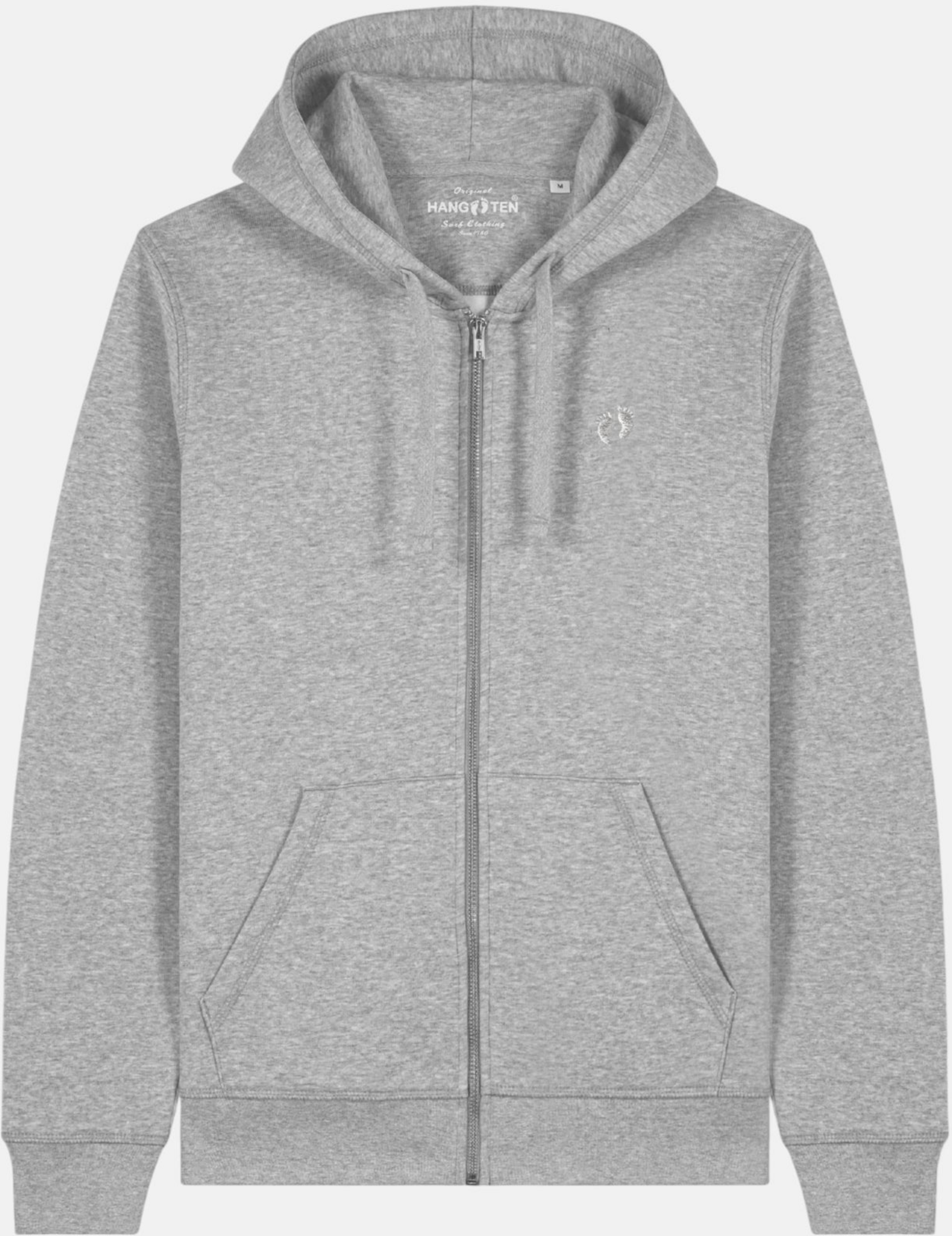 HANG TEN, Zip Organic Cotton Hoodie - Heather Grey